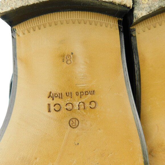 GUCCI Black Crocodile Leather Logo Heel Oxfords Shoes 8 UK - Picture 8 of 11